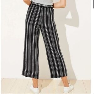 LOFT Black and White Striped Wide Leg Pants